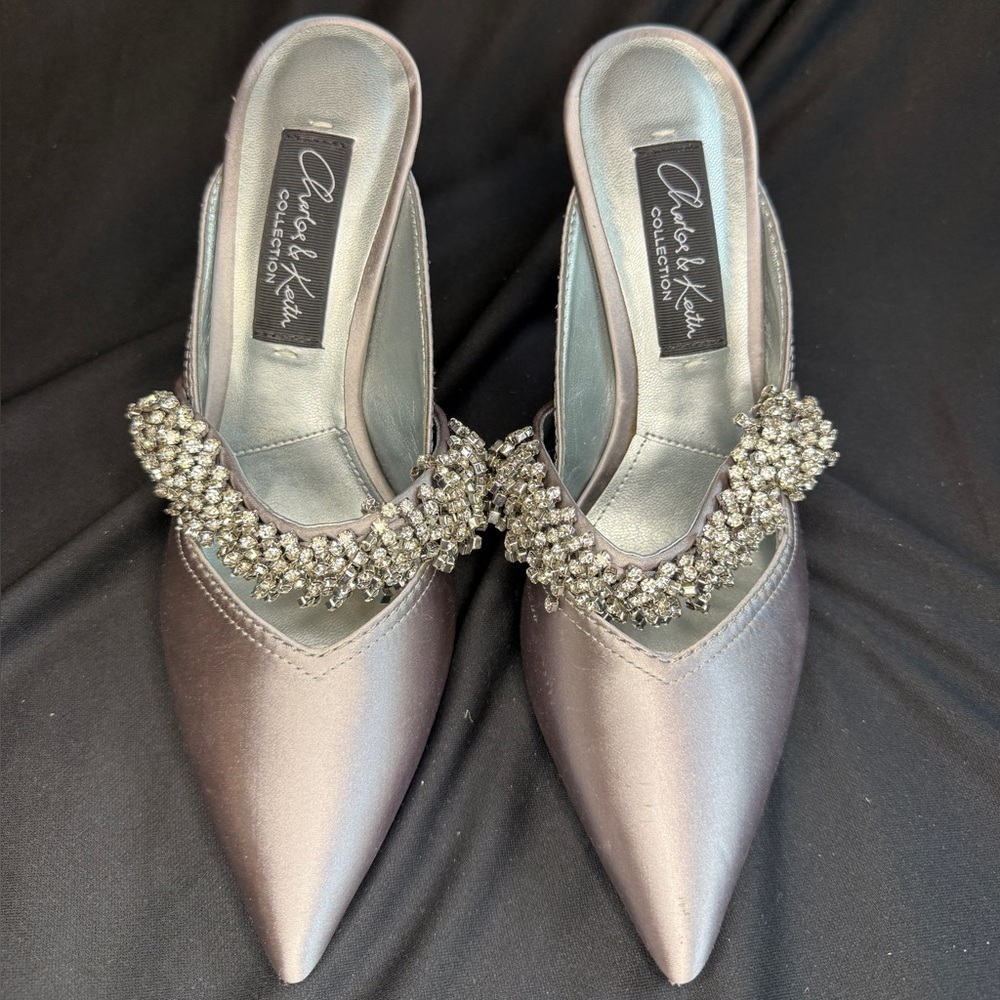 Charles & Keith Embellished Pointed-Toe High Heel Mules
